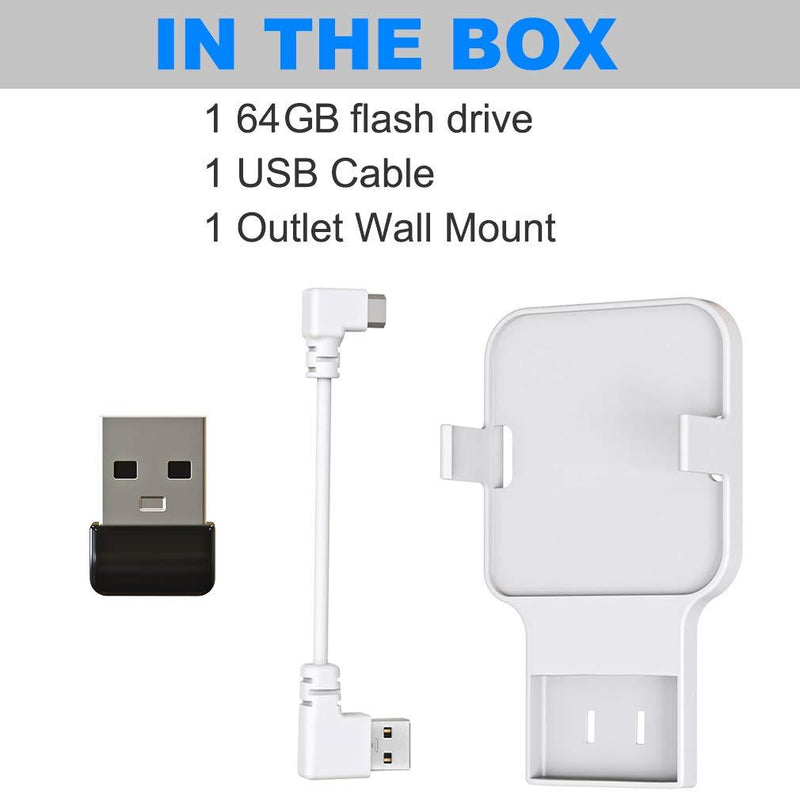 64GB USB Flash Drive and Outlet Mount for Blink Sync Module 2, Save Space and Easy Move Mount Bracket Holder for Blink Outdoor Blink Indoor Security Camera System, Without Messy Wires or Screws