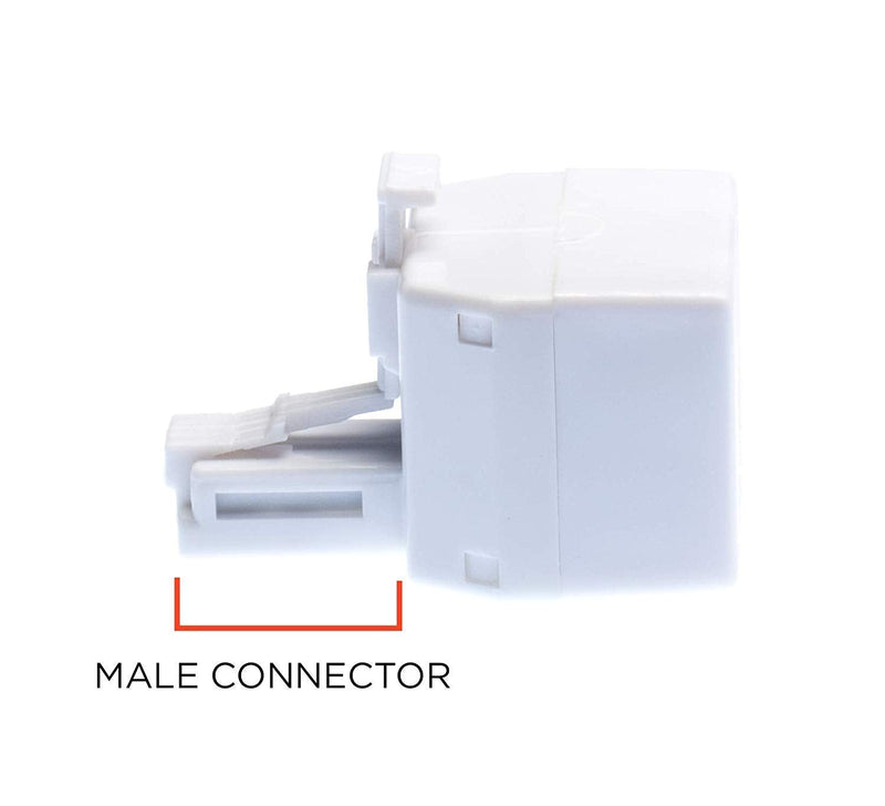 Duplex Jack Phone Wall Adapter - 1 Pack, White - 2-Way Phone Splitter (2 Lines) Wall Jack Phone RJ11 Adapter White, 2 Way