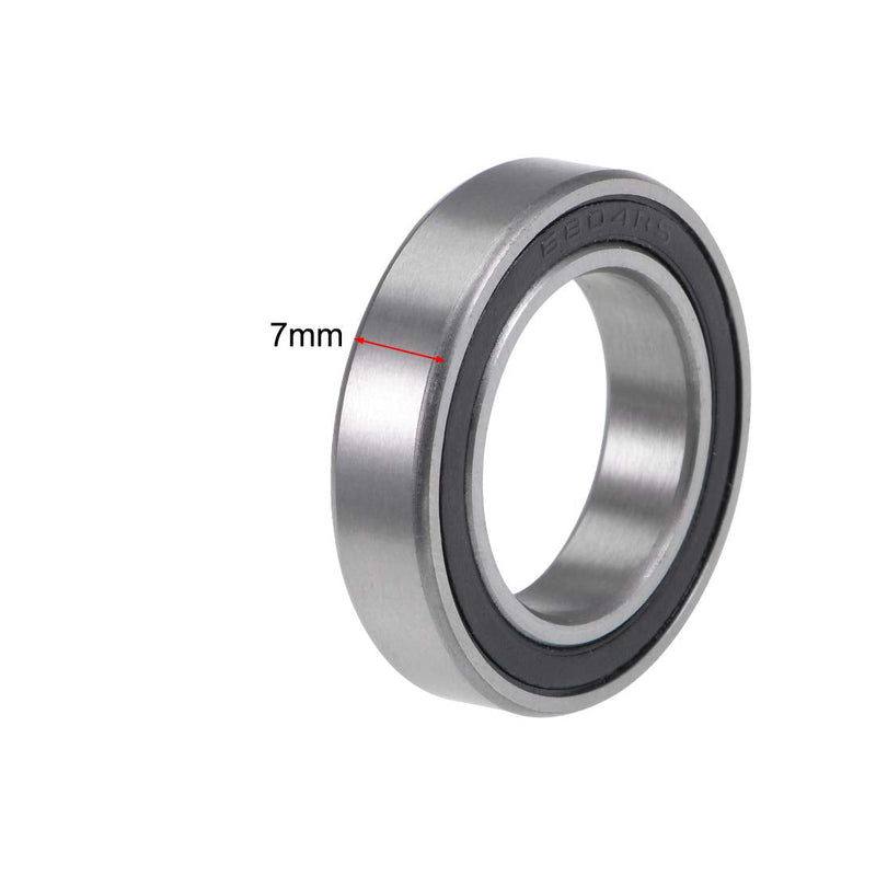 uxcell 6804-2RS Deep Groove Ball Bearings 20mm x 32mm x 7mm Double Sealed Chrome Steel P6(ABEC3) 5pcs