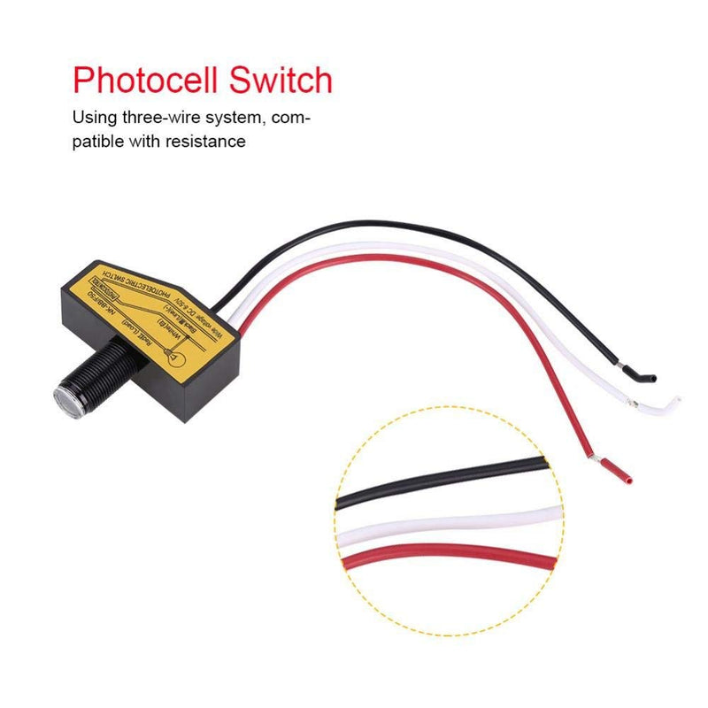 Photocell Switch, Photoelectric Switch with ThreeWire System, Mini Light Switching Sensor Remote Photocell, Dusk to Dawn Sensor Photoelectric Switch