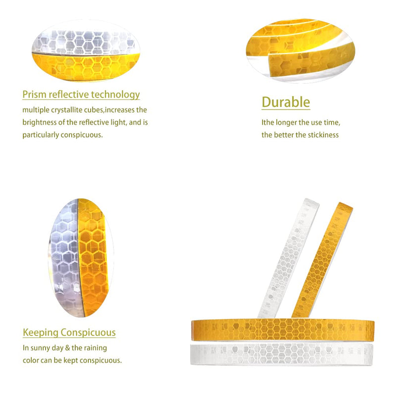 YXSF Reflective Safety Tape,1/2 Inch×45 Feet Yellow Reflective Strips,high Viscosity Waterproof Reflective Tape for Bikes Cars Ships Motorcycles Raincoat. 1/2 IN*45FT