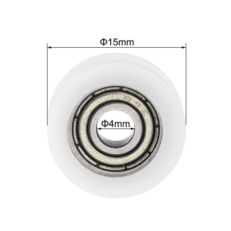 uxcell U604ZZ 604 Nylon U Groove Bearings 4x15x6mm Double Metal Shielded (GCr15) Chrome Steel Ball Bearings 4pcs