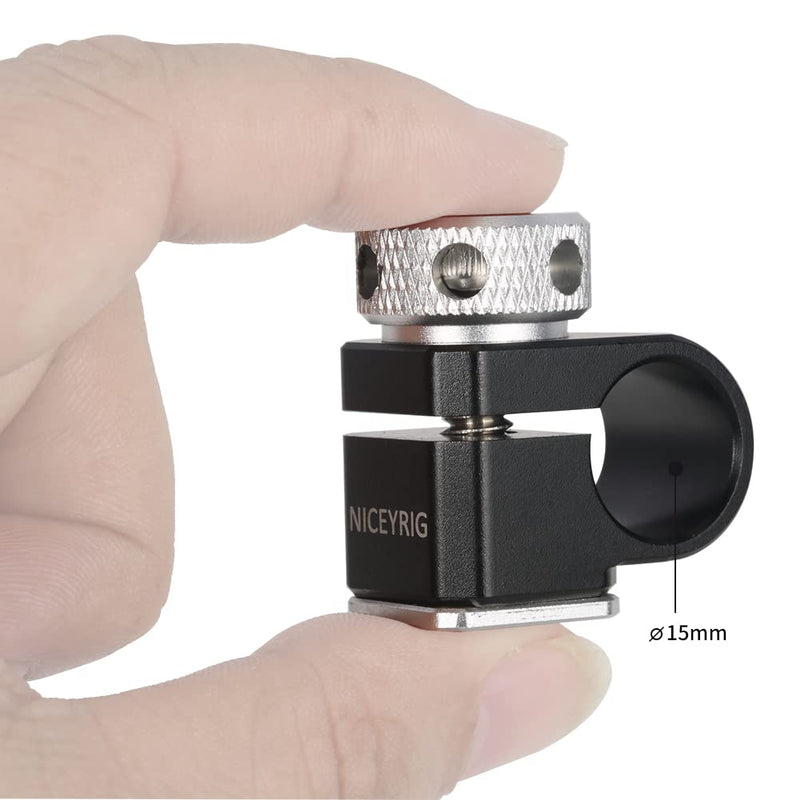 NICEYRIG 15mm Single Rod Holder Camera Hot Shoe Mount 15mm Rod Rail Support for Follow Focus, EVF Mount - 478