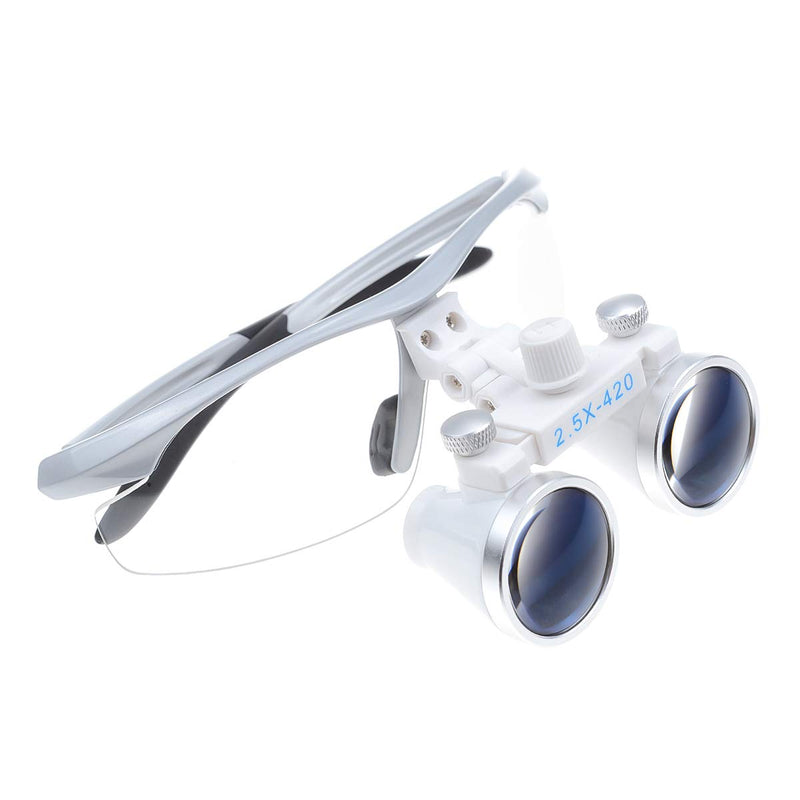 2.5x420mm Anti Fog Magnifier Portable Surgical Binocular Magnifier Magnifying Glasses (Silver) Silver