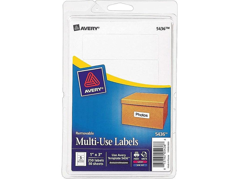 Avery 166223 Laser/Inkjet Multipurpose Labels 1-Inch x 3-Inch White 5 Labels/Sheet