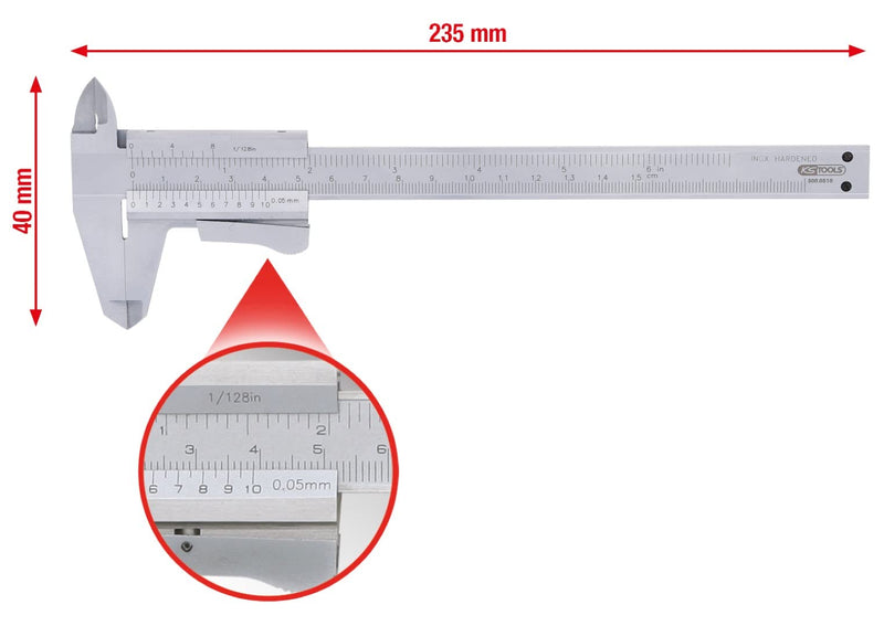 KS Tools 300.0510 Pocket caliper 0-150mm, 235mm