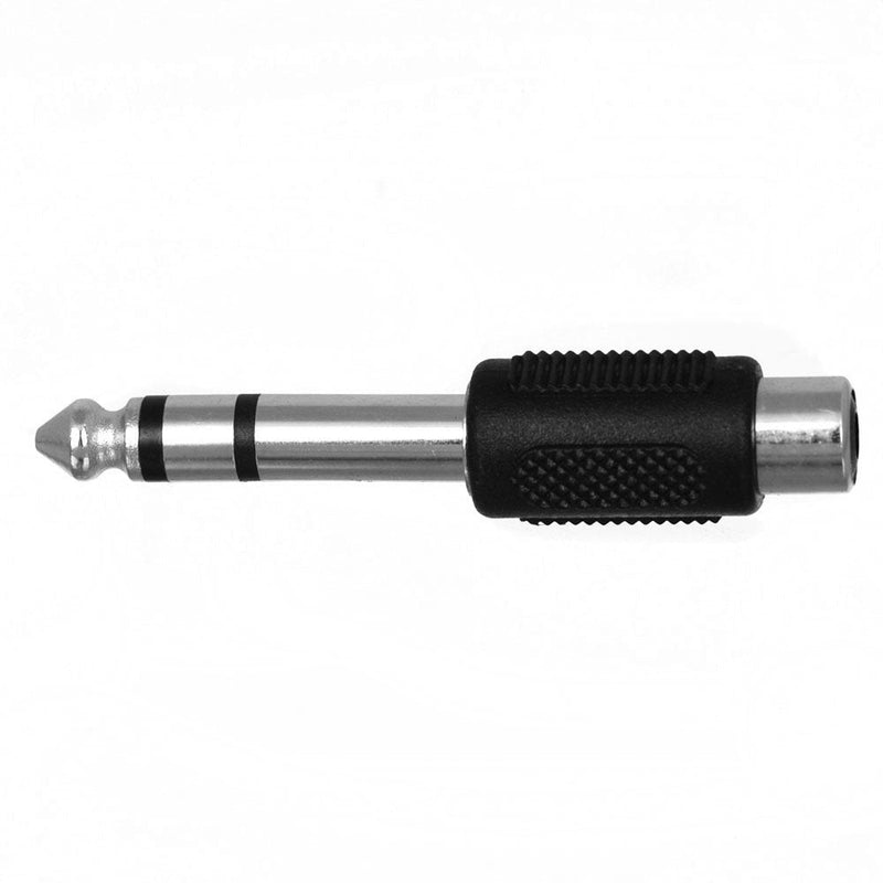 CESS 6.35mm 1/4 Inch Stereo TRS Male Plug to RCA Female Jack Silver Adapter Connectors - 6.35mm Stereo Male to RCA Female (4 Pack)