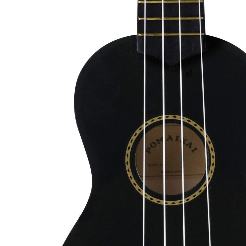 POMAIKAI Soprano Wood Ukulele kid Starter Uke Hawaii kids Guitar 21 Inch with Gig Bag for kids Students and Beginners (Black) Black