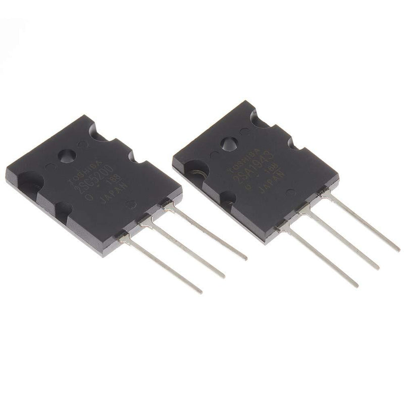 Bridgold 10pcs(5pcs 2SA1943+5pcs 2SC5200) PNP NPN High Power Matched Audio Transistor Silicon Precision,3-Pin.