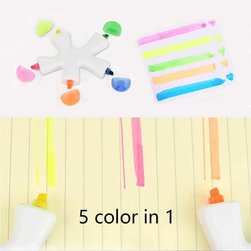 HiKin Cute Starfish Highlighters, Creative Multi Color Fluorescent Pens Markers, Non-Toxic & Odorless Watercolor, Great for Journal Planner Note Taking and Coloring Book.