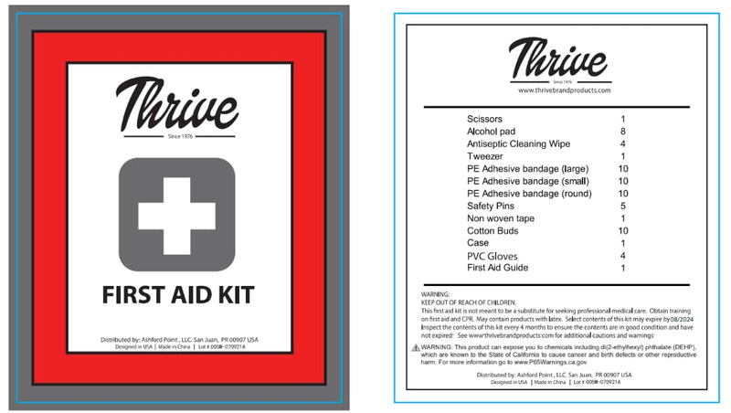 Thrive Mini First Aid Kit Travel Size (66 Piece) - First Aid Bag with Hospital Grade Medical Supplies 66 Piece