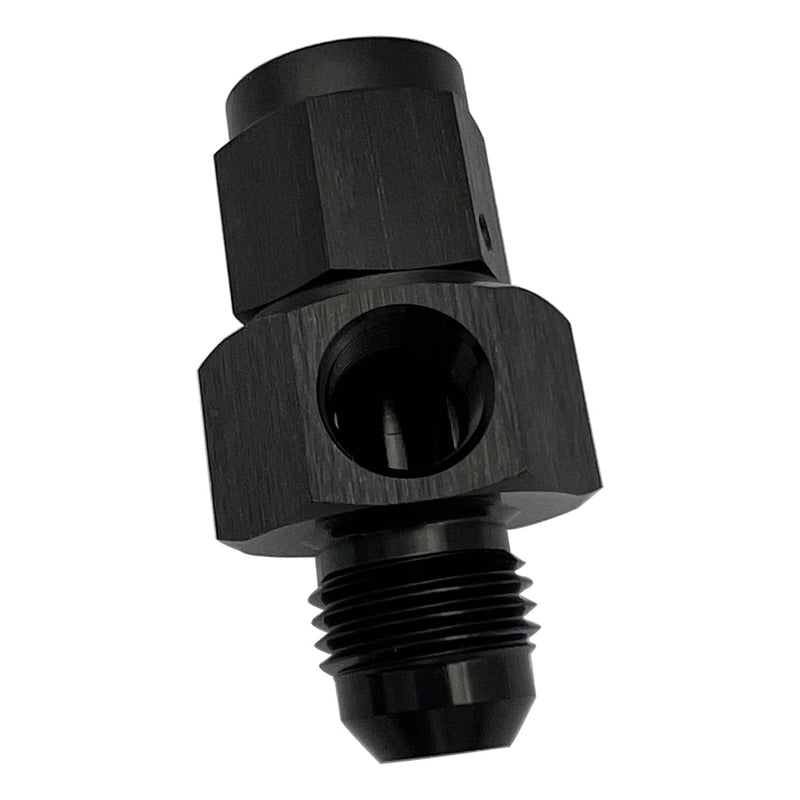 KRD PERFORMANCE Aluminum -3 AN Male to 3AN Female swivel with 1/8" NPT Gauge Port Pressure Take Off Hose Tube Adaptors Fitting, Black Male to female