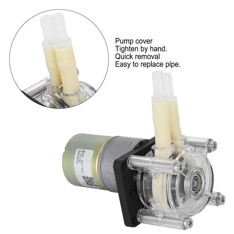 Peristaltic Pump DC Dosing Pump DC DIY Peristaltic Liquid Pump Dosing Head SelfPriming Stainless Steel Wheel Frame PC Transparent (24V)