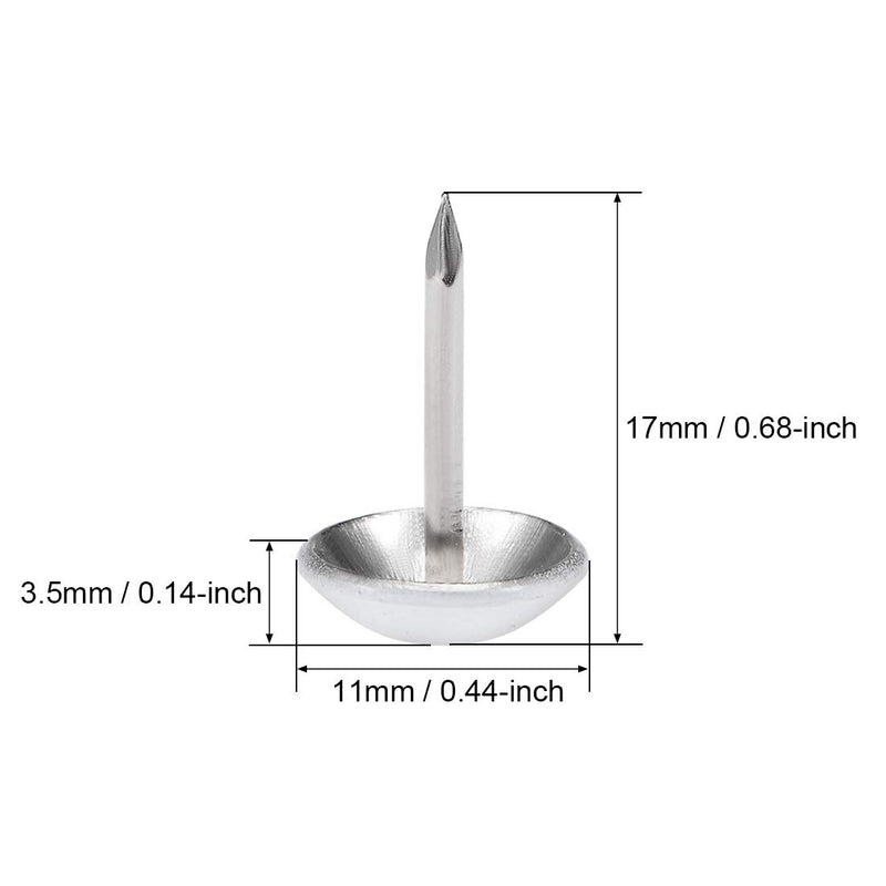 uxcell Upholstery Nails Tacks 11mm White Round Head 17mm Length Thumb Push Pins for Furniture Sofa Headboards, 100 Pcs