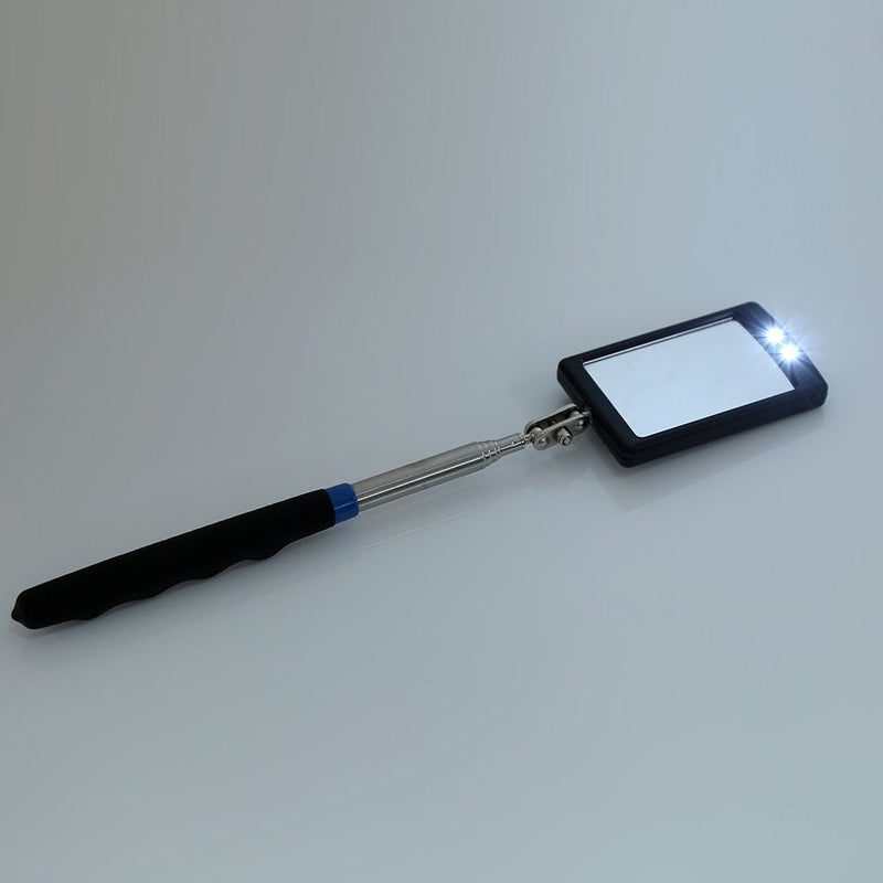 Telescoping LED Lighted Inspection Mirror Adjustable 360 Degree Flexible Rotation for Additional Viewing Vehicle Inspection Mirror