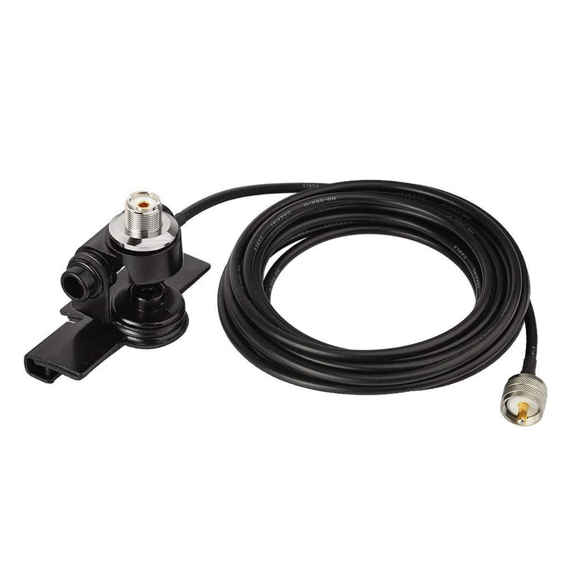 Bingfu Vehicle Mobile Radio Antenna Fix Bracket Mounting Lip Mount with 5m 16.5 feet UHF PL259 Male to SO239 Female Bulkhead Mount RG58 Cable for Car Truck Ham Radio Amateur Radio Antenna Lip Mount