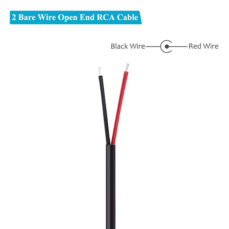Fancasee (2 Pack) Speaker Wire RCA Male Plug Jack Connector Adapter to Bare Wire Open End Audio Video RCA Cable for Amplifier Receiver Speakers