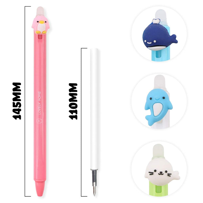 BUNMO Erasable Pens - Cute Kawaii Accessories - 12 Ink Pens Include 12 Extra Ink Refills. Cute Pens Make Great School Supplies or Office Supplies