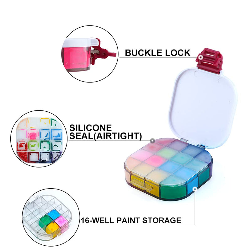 Transon Airtight Paint Storage Palette Box 16 Wells Fuchsia Color Pink