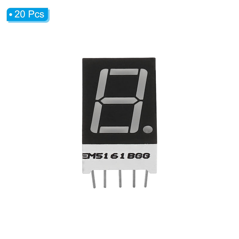 PATIKIL LED Display Digital Tube 20 Pack Common Anode 7 Section 10 Pin 1 Bit 3.3V 0.56" Digit Height LED Display Modules for Electronic Driver Board Green