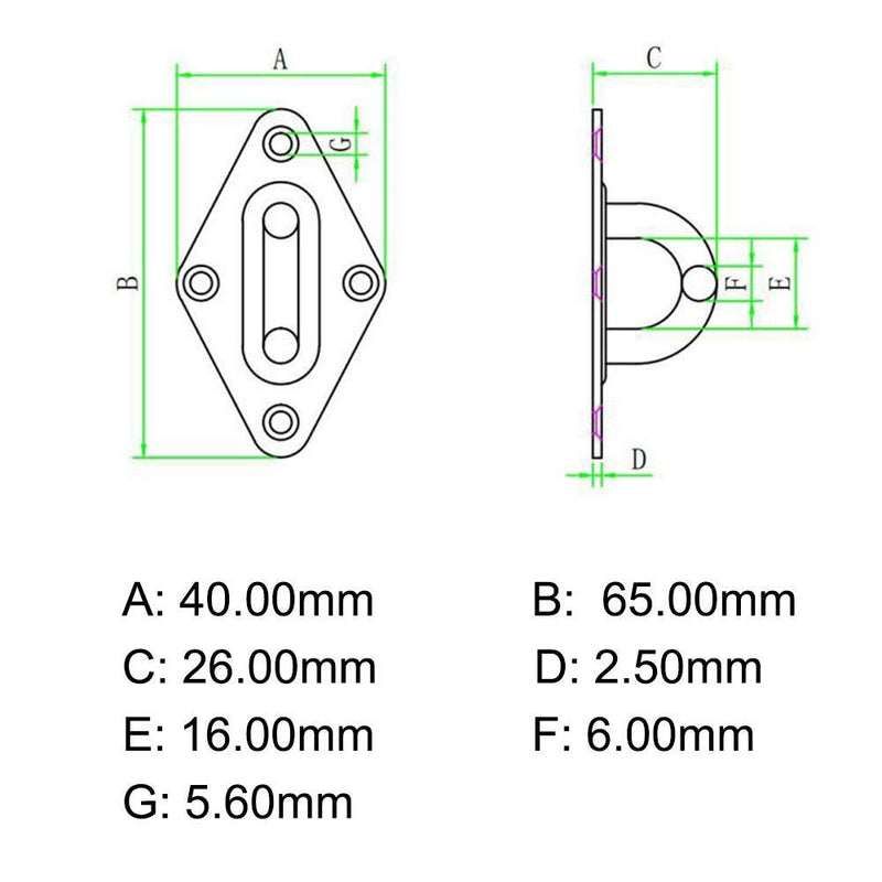 Amadget 4 Pieces 316 Stainless Steel Ceiling Hook Pad Eye Plate Marine Hardware Staple Hook Loop with Screws