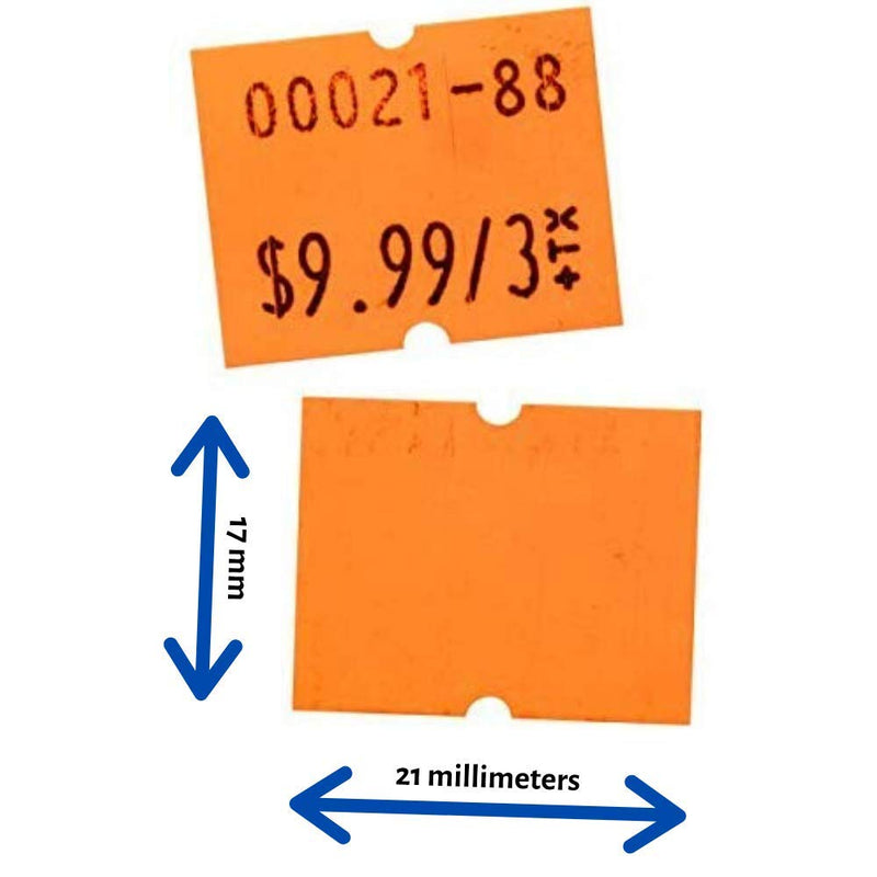 Fluorescent Red Perco Labels for Perco 2 Line Labeler Gun - 1 Sleeve, 6,000 Labels 2 Line Labels Flou. Red - 1 Sleeve