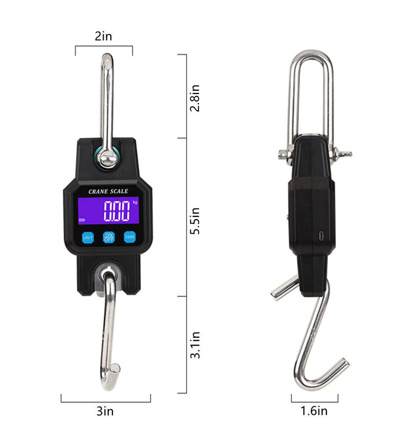 Crane Scale,Klau Portable Rechargeable 300 kg / 600 lb Heavy Duty Digital Hanging Scales LED Display with Backlight Orange for Home Farm Hunting Outdoor