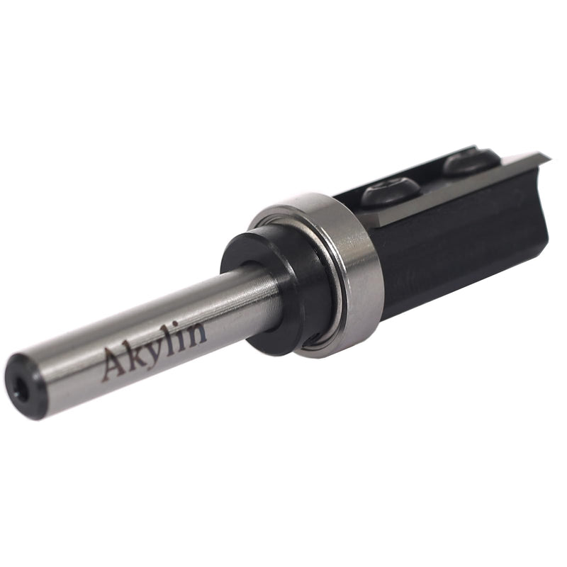 AKYLIN reversible flush cutter 8 mm shank, 4-sided interchangeable carbide blade, flush cutter router with ball bearing, wood cutter for edge processing, flush cutter, bottom bearing, 8 x 19 x 30 mm