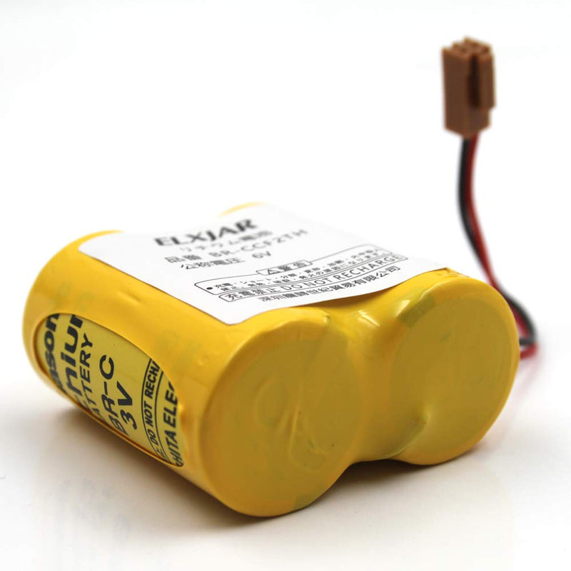(2-Pack) BR-CCF2TH 6V Lithium Replacement Battery for Fanuc oi Mate Model-D, Panasonic Controls, PLC Computer Ge Fanuc A06 Series A98l-0001-0902, BR-CCF2TE CNC Coaster (Cutler Hammer), Brown Connector