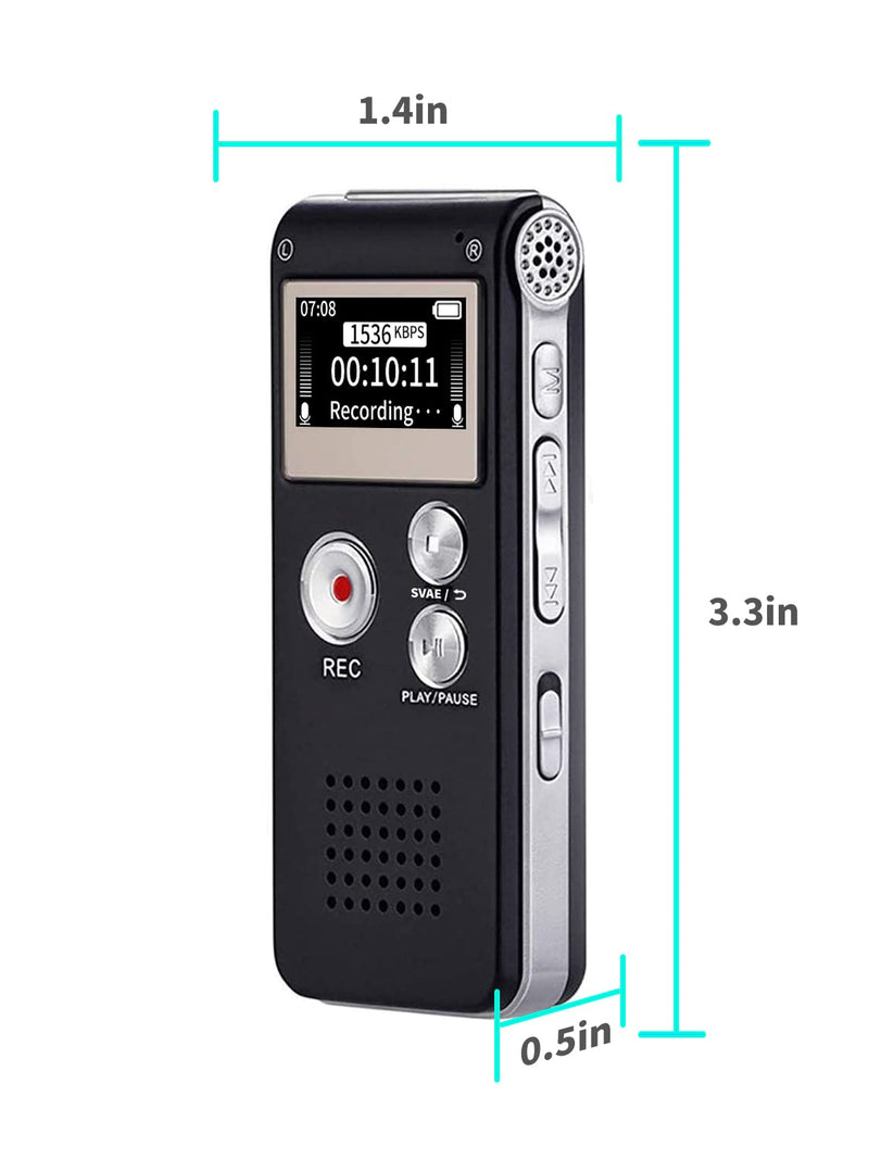 Digital Voice Recorder 16GB Voice Recorder with Playback for Lectures - USB Rechargeable Dictaphon Upgraded Small Tape Recorder