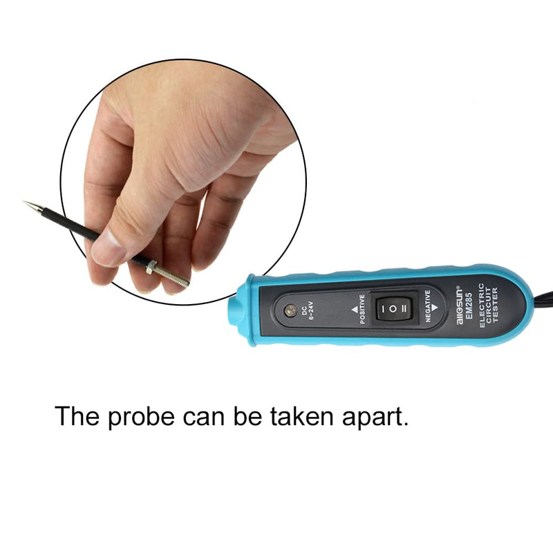 allsun 6-24Vdc Automotive Electric Circuit Tester Car System Diagnostic Repair Tool Test Light Continuity/Polarity of a Voltage, Cable Length 5m(16ft) Light & Buzzer EM285 GMEM285