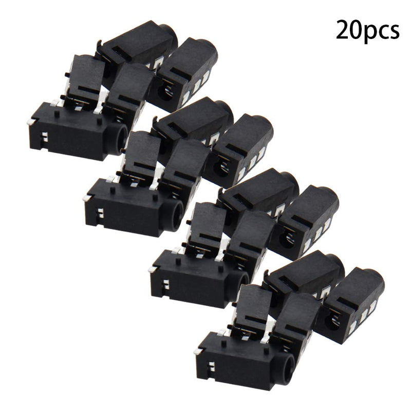 Fielect 3.6mm Audio Jack Connector PCB Mount Female Socket 4Pin PJ-320D 20pcs 4Pin 14.1 x 10 x 5mm 20Pcs