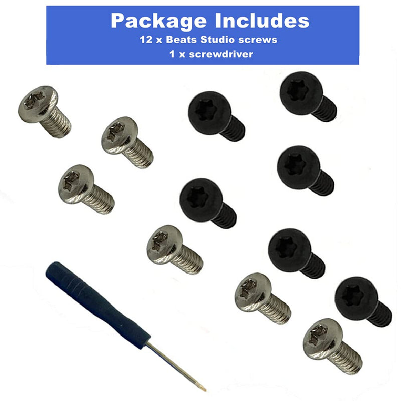 Studio 2.0 Wired/Wireless B0501/B0500 Screws, Studio 3 Screws for Beats Studio 2, Beats Studio 3 Headband Screws Replacement+Screwdriver Repair Kit (6pcs Silver+6pcs Black)