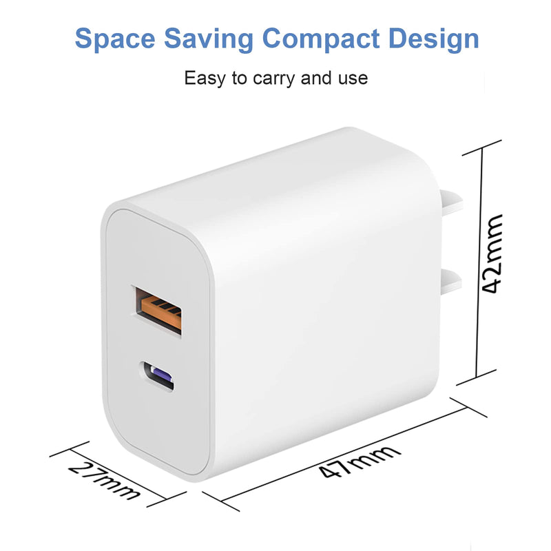USB C Wall Charger Block for iPhone 14,3-Pack Dual Port PD Power Delivery 20W Type C Fast Charger Block Compatible with iPhone14/14 Pro/14 Pro Max/13/13 Pro/12/12 Pro/iPad/Airpod,Samsung Galaxy
