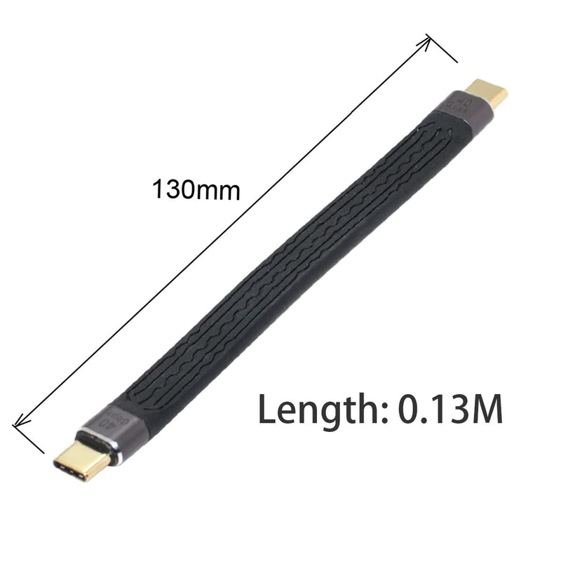 NFHK Type-C USB-C Male to Male USB4 40Gbps 100W 8K Flat Slim FPC Data Cable for Laptop & Phone 13cm Type-C to Type-C 40Gbps