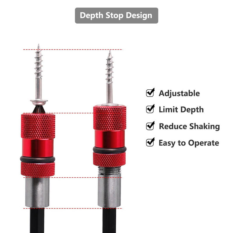 SeonFook 2 PCS Magnetic Bit Holder with Phillips PH2 Screwdriver Bits, 1/4 Inch Hex Shank Driver Bits Adjustable Depth Screw Holder Drywall Screw Bits Setter Dimpler [60mm]