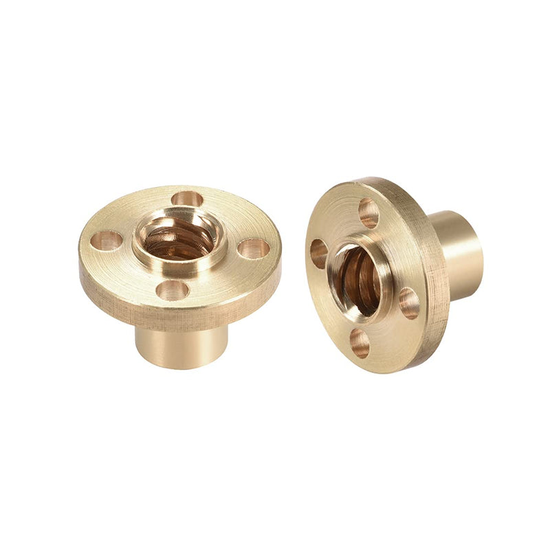 uxcell 2pcs Lead 8mm Pitch 2mm Flange Trapezoidal T8 Screw Brass Nut for 3D Printer