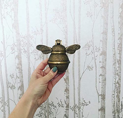 Bee Door Knocker for Front Door | Polished Solid Brass Bee | Brass Knockers with Strike Plate | UPVC | Bumblebee Front Door Furniture with a Unique Design (Antique Brass) Antique Brass