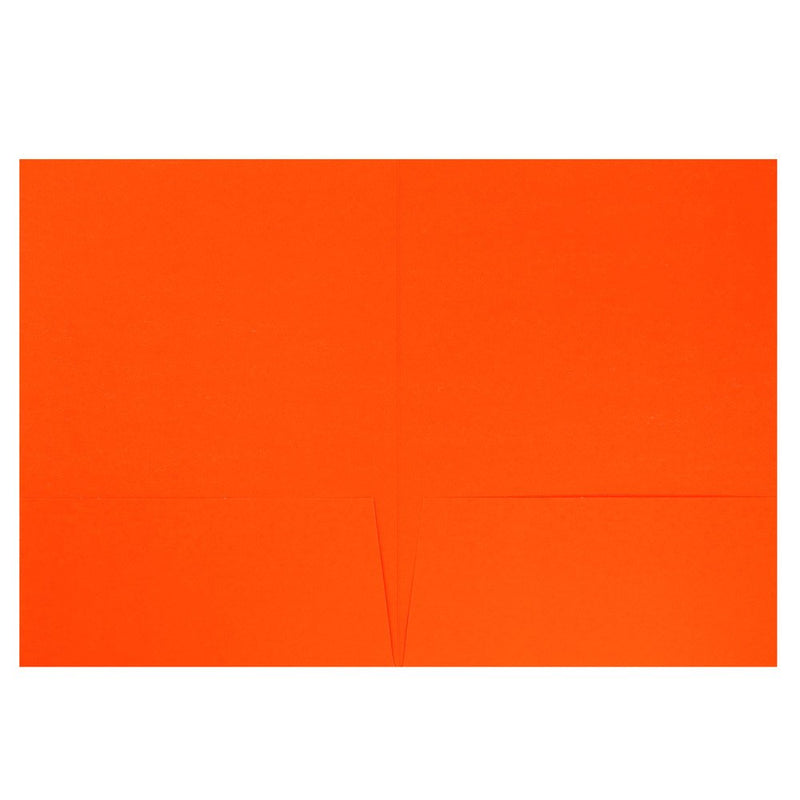 JAM PAPER Vibrant Two Pocket Matte Cardstock Folders - Neon Orange - 6/Pack 6 Pack