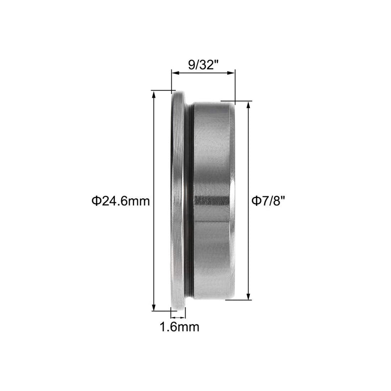 uxcell FR6ZZ Flanged Ball Bearing 3/8"x7/8"x9/32" Double Shielded Chrome Steel Bearings 5pcs