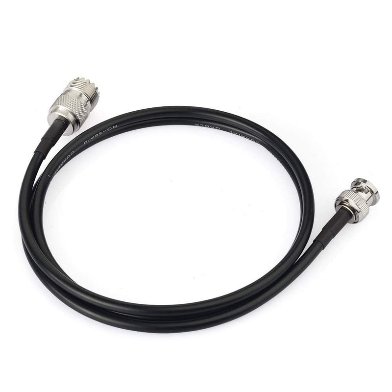 Eightwood UHF Female SO239 to BNC Male Adapter RG58 Antenna Jumper Cable 3 Feet for Handheld CB Radio, Amateur Radio, Ham Radio, Radio Scanner