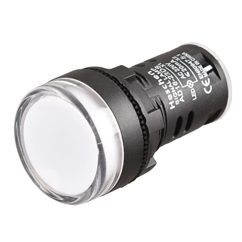 Heschen AD16-22D/S LED Indicator Light 22mm 220V AC 20mA White Light Color Pack of 5