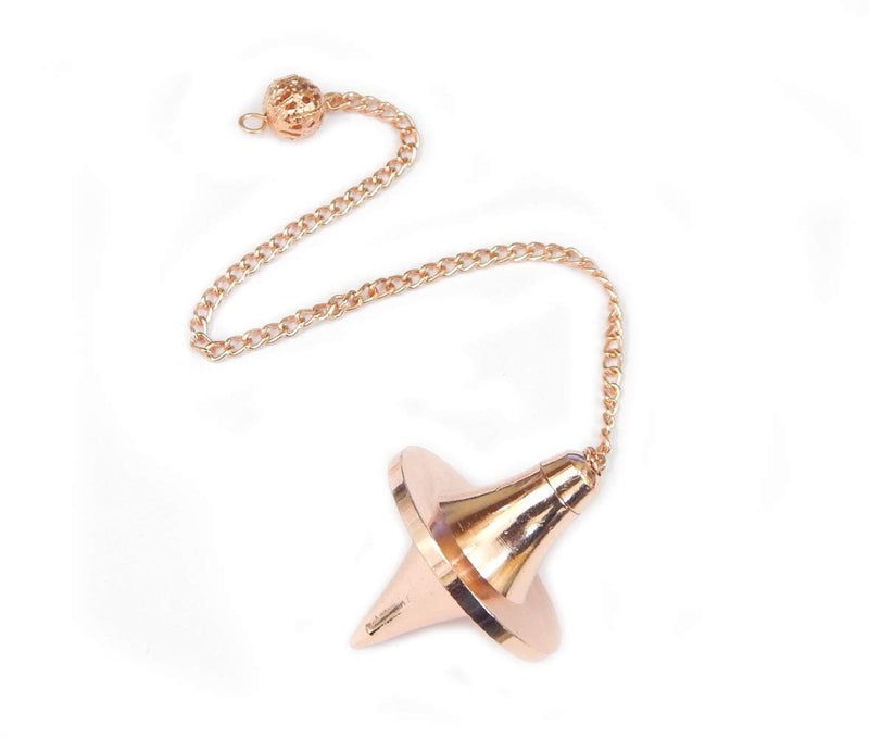 Spinning Top Design Openable Cone Point Copper Metal Pendulum. Healing Dowsing Reiki Pendulum for Divination, Chakra Testing & Spiritual Energy.