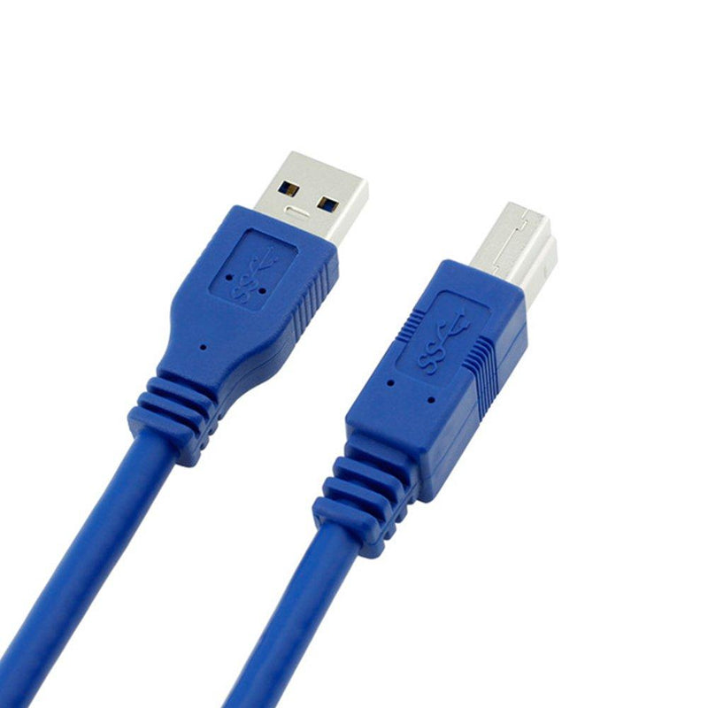 Bluwee USB 3.0 Cable - Type A-Male to Type B-Male - 1 Foot (0.3 Meters) - Round Blue 1 FT