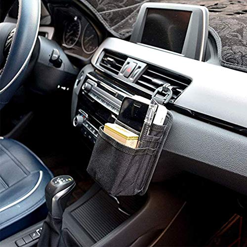 LUFOX Air VentÂ CarÂ Pocket Caddy Organizer Holder with Charging Port for Phone,Cell Phone,Pencil,Charger (Black) Black