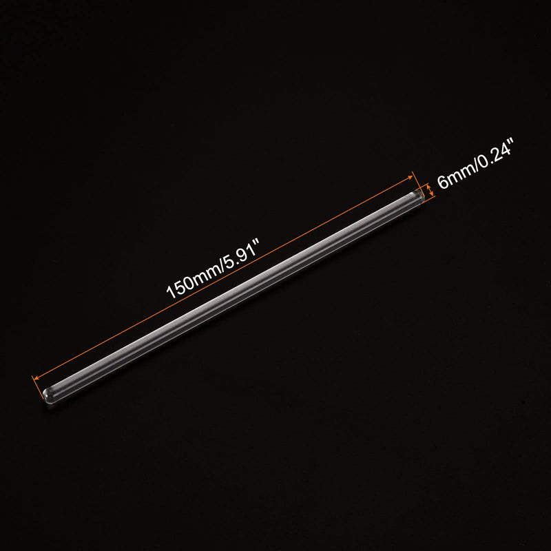 MECCANIXITY Borosilicate Glass Stick 5.91" Length 6mm Dia Stir Rod Mixing Tools with Both Ends Round for Lab Kitchen Science 6Pcs 5.91" x 0.24"