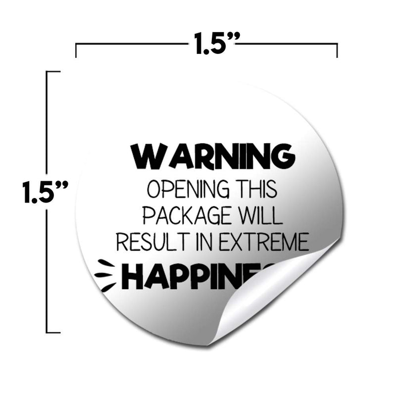 Warning: Will Result in Extreme Happiness Funny Thank You Customer Appreciation Sticker Labels for Small Businesses, 60 1.5" Circle Stickers by AmandaCreation, for Envelopes, Postcards, Direct Mail!