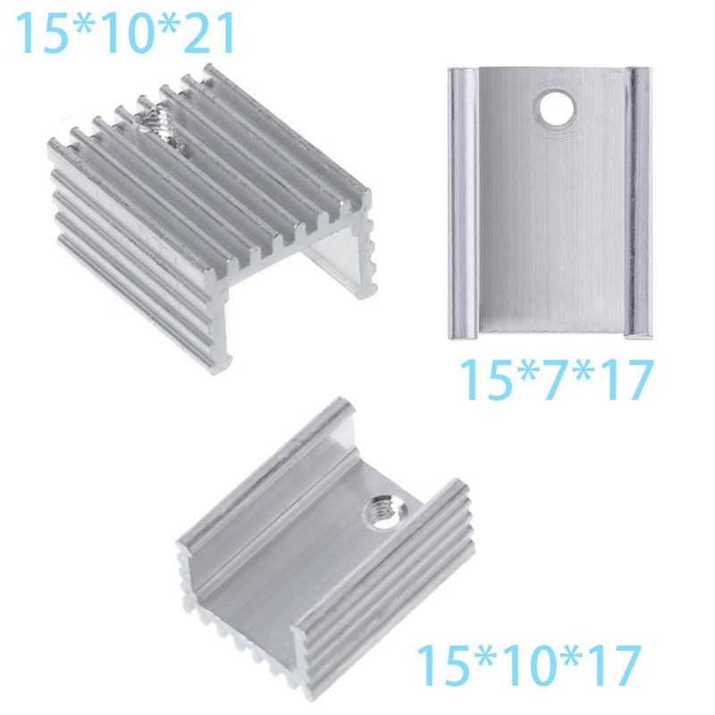 PENGLIN 30pcs TO-220 Aluminum Heatsink and Insulator/Mounting Kit for MOSFET Transistors, 10pcs each of 3 different sizes of TO-220 heatsinks