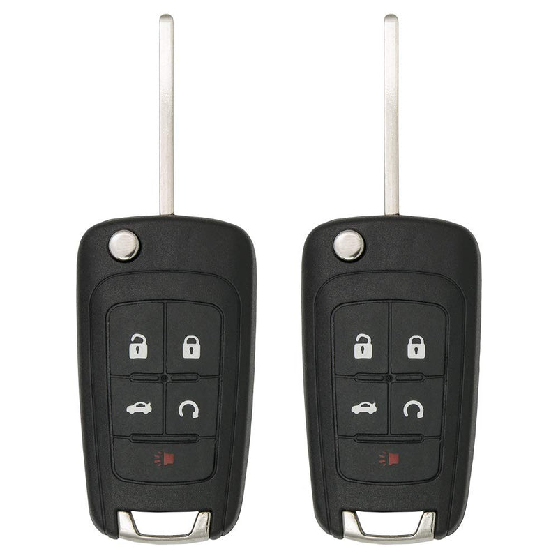 Keyless2Go Replacement for New Keyless Remote 5 Button Flip Car Key Fob for Vehicles That Use FCC OHT01060512 (2 Pack)