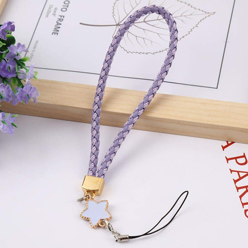 1-4pcs Stars Cell Phone Lanyard Strap Charms for Women Girls- Cute Leather Handmade Sring Rope for Purse Keychain Car Key PURPLR